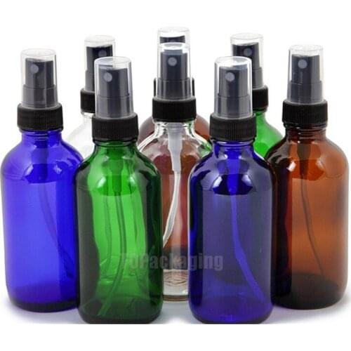 120ML Glass Spray Bottle,Amber,Blue,Clear Empty Cosmetic Container With Mist Atomizer Pump,Sample Perfume Vial Screw Liquid Pump