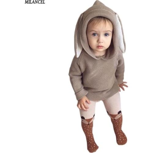 WinterBoys Sweater Bunny Pullover Kids Girls Knitted Sweater Bunny Jumpers Baby Girls Winter Clothes