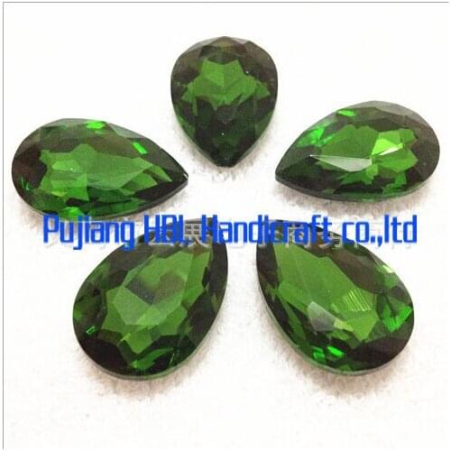 Grass Green Waterdrop Pointback Stone Pear shape Glass Crystal Sew-On Glitter Strass For Clothes