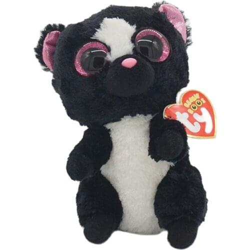 Ty Beanie Boos 6" 15 cm Big Eyes Black Little Ferret Cute Animal Plushie Baby Toy Stuffed Appease Sleep Doll Birthday Child Gift