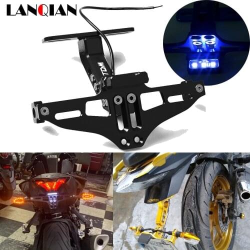 Universal CNC Motorcycle Adjustable Angle Aluminum License Plate Frame Bracket LED Light For Yamaha tdm 850 900 TDM850 TDM900