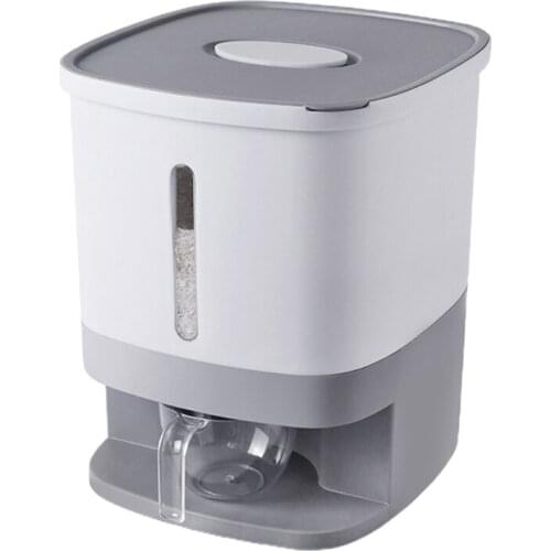10Kg Rice Storage Container Large Sealed Grain Dispenser Storage Box with Lid Measuring Cylinder Moisture Proof