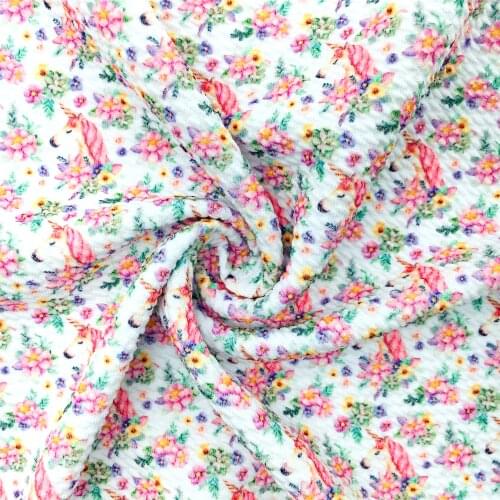 1/2Yard Spring Flower Unicorn Printed Bullet Fabric Liverpool 4 Way Stretch Spandex Knit Fabric For Baby HeadWrap Scrunchies