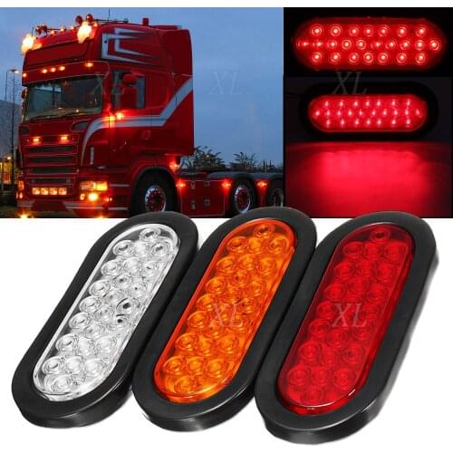 1pair 6" 22-LED Oval Red Stop/Turn Signal/Brake/Marker/Tail LED Light, Flush Mount for Truck Trailer Trail Bus 12V Red