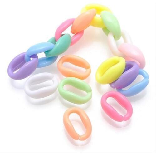 100pcs/bag Detachable Plastic colored buckle beads DIY Handbag Key Strap Necklace Accessories Acrylic Chain 11*16cm