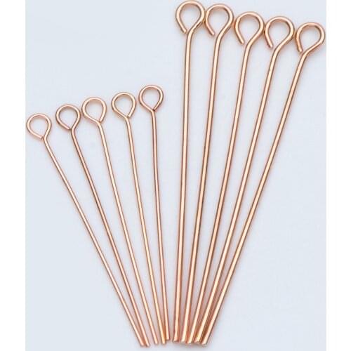 100pcs Rose Gold Eye Pins, 30x0.5mm/40x0.7mm, Gold plated Brass Eyepins Wholesale DIY Jewelry Making (GB-807)