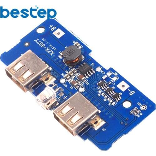 18650 Dual Micro USB 3.7V to 5V 2A Boost Mobile Power Bank DIY 18650 Lithium Battery Charger PCB Board Step Up Module With Led