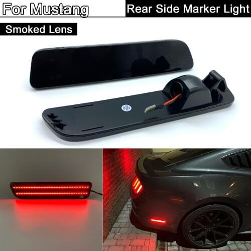 2Pcs Smoked Lens Red Lights LED Rear Bumper Reflector Side Marker Lamp For Ford Mustang 2005-2009