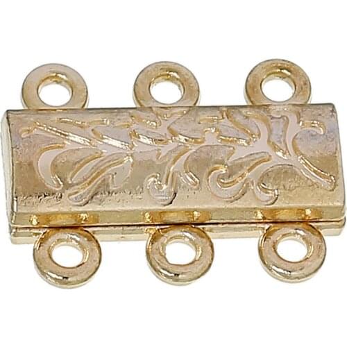 DoreenBeads 2PCs Magnetic Clasps Rectangle Gold color Flower Carved for DIY Jewelry Making Findings Black Silver Color