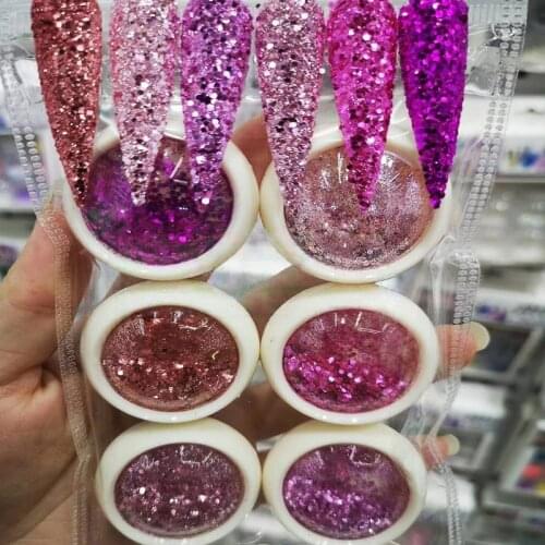 6 Jar Mermaid Hexagon Nail Art Glitter Sequins Ultra-thin Mix Powder Nail Sparkly Paillettes Flakes Manicure Glitter MT031