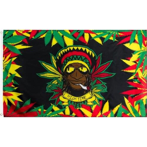 90x150cm High Time 420 Somewhere Indian Smoke Weed Flag