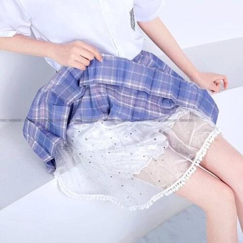 JK Accessories Net Yarn Safety Pants Stars moon Decoration Soft Cloud Patchwork Shorts Pannier for Dress JK Uniform Skirt Bottom
