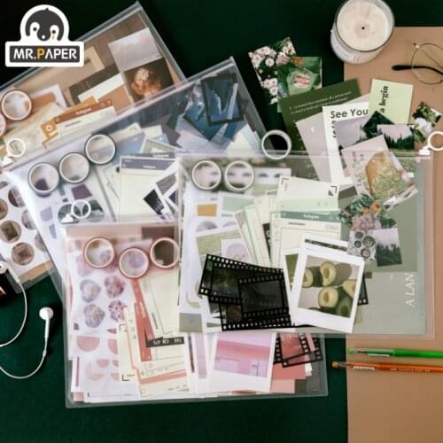 Mr.paper 64 Pcs/set 4 Designs Ins Style Art Album Series Creative Simple Cute Hand Account Decor DIY Collage Material Paper