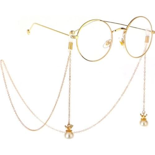 Glasses Chain Men Women Eyewear Holder Metal Sunglasses Necklace Pearl Eyeglass Lanyard Strap Reading Glasses Rope