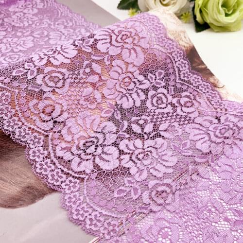 3y/lot Width 18cm Purple Elastic Stretch Lace Skirt Hem Dress Underwear Sewing Craft DIY Apparel Fabrics Lace Lingerie