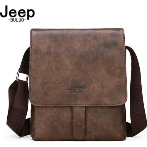 JEEP BULUO Mens Shoulder CrossbodyBag Luxury Brands Men Leather Messenger Bags For iPad Business office Work Tote New Fashion
