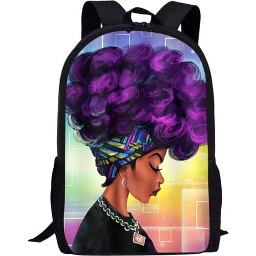 INJERSDESIGNS Trendy Black Girl Print School Backpack Women Casual Backpack Teenager School Bags Travel Rucksack Fashion Mochila