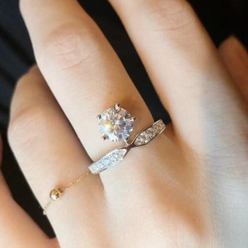 2021 new Classic 925 Sterling Silver Moissanite Ring Simple style 1ct carat D color jewelry Anniversary Ring