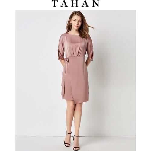 Tahan/taihe Summer New Pure Satin Lace-up Dress