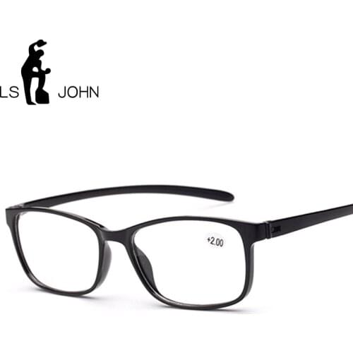LS JOHN Retro Full Frame Reading Glasses Women&Men TR90 Ultralight Clear Lens Presbyopic Eyewear Magnifier +1.0to4.0 for Reader