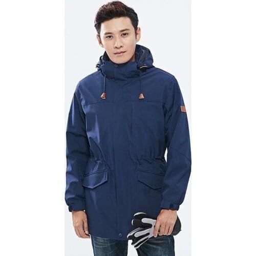 Autumn Winter Mens Jacket Outdoor Sport 3 In 1 Medium Long Two-Piece Windbreaker Male Windproof Warm Camping Hiking Ski Coats