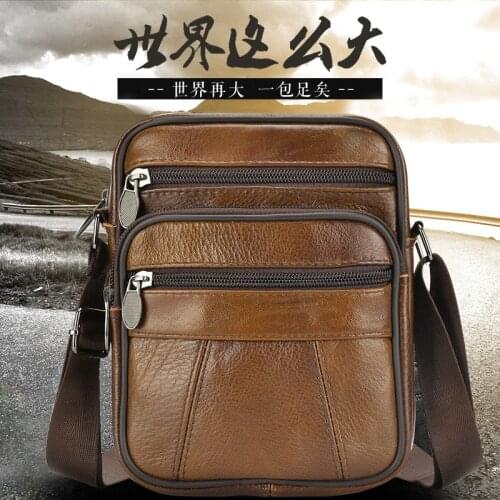 Factory Direct New Boutique Mens Bag Fashion Business Full-Grain Leather Shoulder Bag Outdoor Messenger Bag