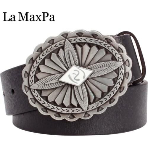 Unisex indian style belt buckle indian totem feather cross pattern men cowskin leather belt india Cross arrow sign