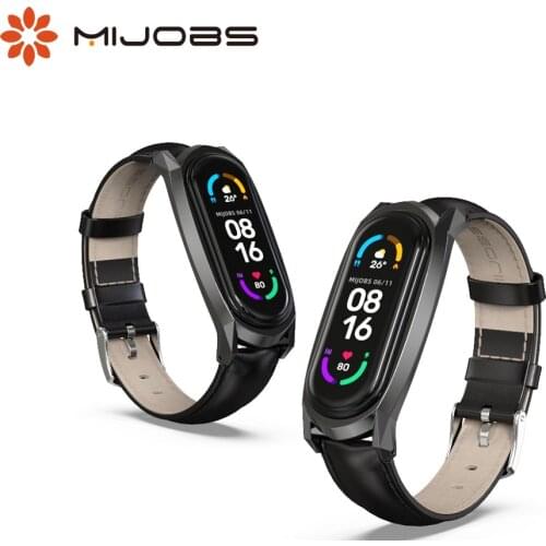 For Mi Band 5 6 Strap Genuine Leather Global Version Bracelet for Xiaomi Mi Band 6 Correa Strap Mi Band 3 4 5 6 Smart Band