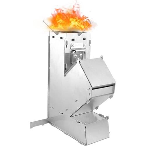 Folding Wood Stove Portable Stainless Steel Collapsible Burning Rocket Stove For Outdoor Camping Hiking Picnic BBQ Cooking