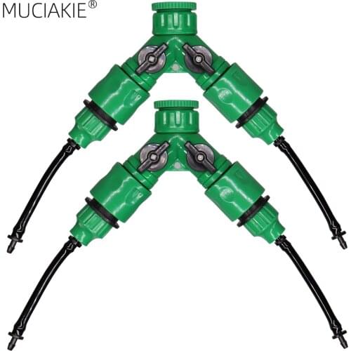 MUCIAKIE 1PC Y Type Tap Connectors with Quick Adapter for 3/5mm Hose Garden Irrigation Water Splitter for 1/8'' Tubing Fittings