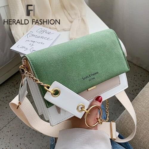 Contrast Color Crossbody Bags For Women Chain Messenger Shoulder Bag Suede PU Leather Ladies Purses and Handbags CrossBody Bag