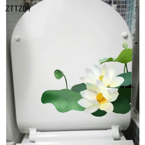ZTTZDY 23*19.8CM Fresh Lotus Bathroom Toilet Seat Sticker Home Decor Room Wall Decal T2-0740