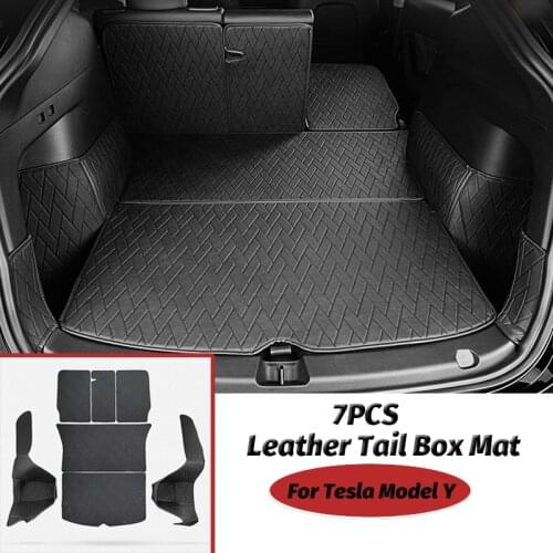Tesla model Y Leather trunk mat accessories All-inclusive back box cushion 7pcs/set
