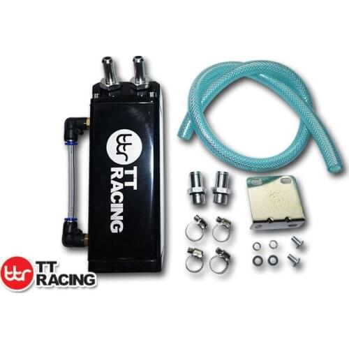 TTOT2BK - JDM Alloy Black 1L Oil Catch Tank Can with 9mm & 15mm Fitting Honda BLACK