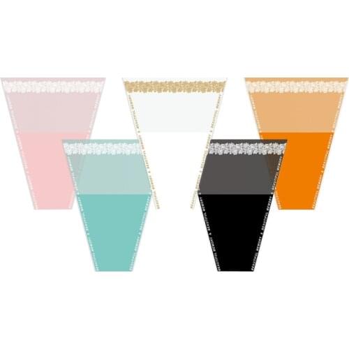 Lace Edge Bouquet Packaging Bags Waterproof Transparent Plastic Bag Rose Flower Multi - Bag Bouquet Material 50pcs/lot