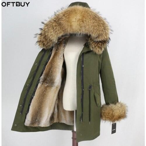 OFTBUY 2020 Waterproof Parka Winter Jacket Women Real Fur Coat Natural Raccoon Fur Collar Cuffs Rabbit Fur Liner Luxury Brand