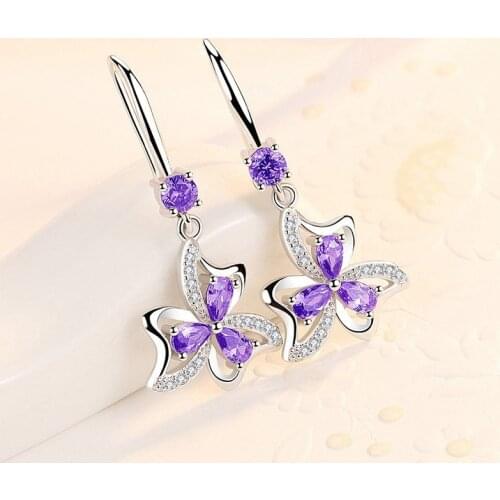 Genuine 925 Sterling Silver Cubic Zircon Drop Earring for Women Fine Peridot Silver 925 Diamond Jewelry Orecchini Earring Box