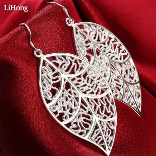 925 Silver Earrings Fashion Big Leaf Earrings For Women Wedding Jewelry Accessories Best Gifts