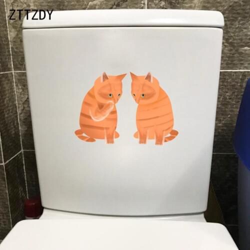 ZTTZDY 23.3*17.3CM Two Whispering Cats Toilet Decal BedRoom Home Decoration Wall Sticker T3-0228