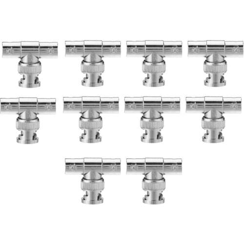10pcs Solderless Right Angle tee BNC junction 2 female 1 male CCTV BNC Connector rg58 rg59 rg6 connector