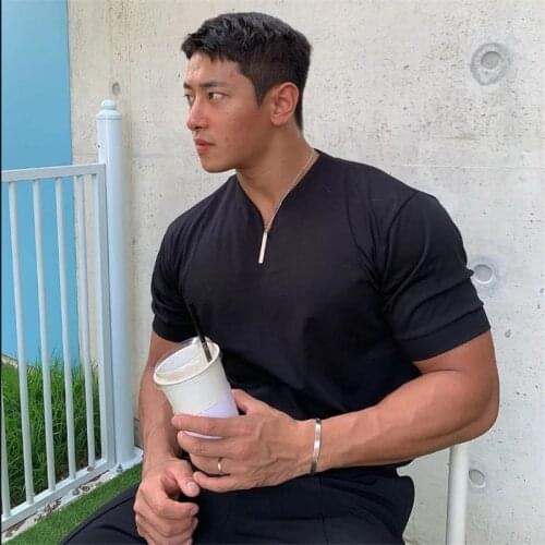 2021 Casual short sleeves t shirt Men Gyms Fitness T-shirt Male Training Workout Cotton Slim Tees Tops New White Fashion Clothes
