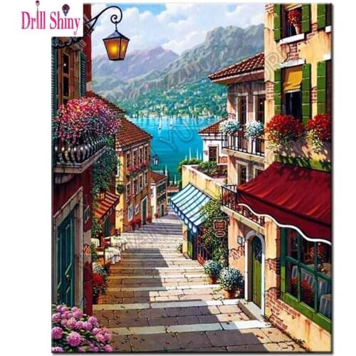 5D diy diamond embroidery sea building picture of rhinestones diamond painting full mosaic wall painting home decor needlework