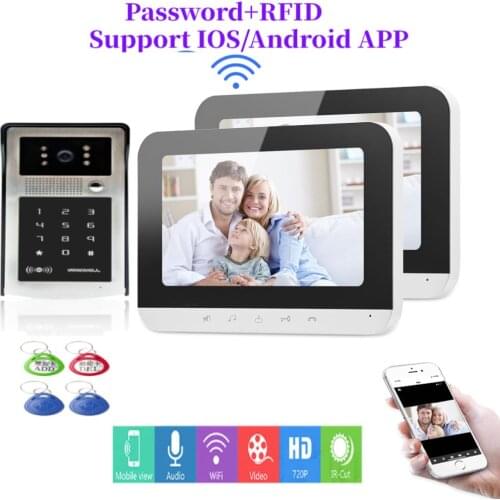 7 Inch Wifi IP Video Intercom Door Phone Record System Home Video Eye Password Remote Unlock ID Card Access Control Doorbell Kit