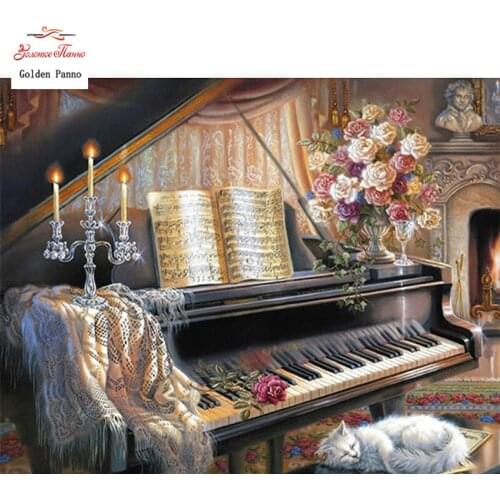 GOLDEN PANNO Diamond Painting Full Square 5D Diy Daimond Embroidery Diamant Mosaic Sale Displasy Broderie Diamant piano 12