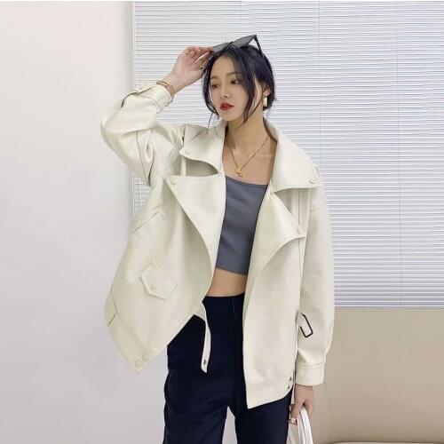 Brand Motorcycle PU Leather Jacket Women Winter And Autumn New Fashion Coat 2 Color Zipper Outerwear jacket New 2021 Coat HOT