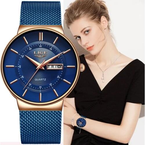 New Fashion Women Watch Luxury LIGE Casual Simple Ladies Daily Dress Mesh Wristwatch Minimalist Waterproof Quartz Female Clock