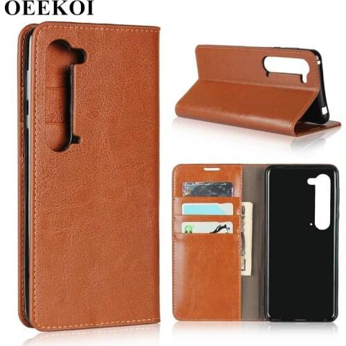 OEEKOI Crazy Horse Genuine Leather Wallet Flip Case for Sharp Aquos R5G