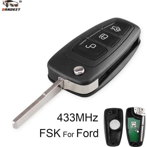 Dandkey 3 Buttons Car Remote Flip Key 434mhz FSK For Ford Mondeo Focus C-Max S-Max 2011 2012 2013 2014 Fob HU101 Blade