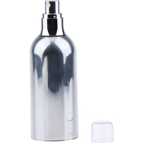 Travel Empty Silver Airless Lotion Cream Pump Plastic Container Cosmetic Bottle Dispenser Travel Containers,100ml/ 50ml