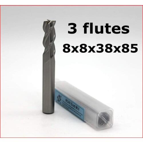 Router bit 10 pcs 8*8*38*85 of 3 Flute HSS End Mill flat end milling cutter cnc machine tool